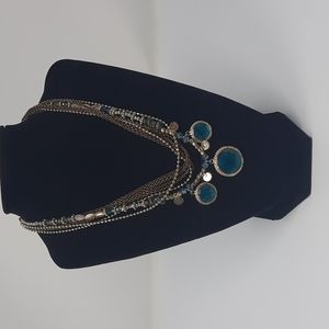 Sara Bella Multi Strand Necklace Green Stones